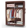 INTIRILIFE Armadio pieghevole 108x170x45 cm in MARRONE KOKOS - Armadio in tessuto con cerniera e asta appendiabiti, tasca laterale e scomparti - Ripiano a innesto, struttura in metallo