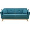 CONCEPT USINE | Divano scandinavo Höga | Blu Anatra | 3 posti + 2 cuscini | Divano moderno di design dritto in tessuto con braccioli e cuscini sfoderabili