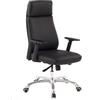 FineBuy Sedia Ufficio Vera Pelle Poltrona Scrivania Nero Ergonomica | Design Sedia con Ruote & Braccioli | Sedia Girevole Imbottita Studio con poggiatesta