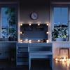 Vicco Tavolo da toeletta Sherry, Bianco, 120 cm con illuminazione a LED e panca, adatto per l'uso quotidiano con seduta stabile