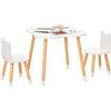 HOMCOM Set Tavolino per Bambini e 2 Sedie, 1-4 Anni, in Legno, Bianco