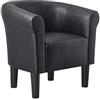 [en.casa] Poltrona a Conchiglia Imbottita Rivestimento in Similpelle Poltroncina con Schienale e Braccioli Integrati 70x70x58 cm con Gambe in Plastica - Nero