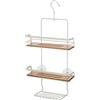 Inbagno Mensola Doccia con Gancio e Ventose, in Acciaio, 2 Ripiani in bambù L 26 x p 10 x H 55 cm, Include Kit Fissaggio, Linea Haiti