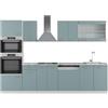 Vicco Cucina componibile R-Line, Grigio-blu, 300 cm con armadio alto, PL Marmo, con moduli disposti in modo variabile e piedini regolabili in altezza