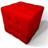 AM design Pouf POUFF Puff PUF CUBO Bottoni Eco-Pelle POGGIAPIEDI Design Made in Italy (Rosso)
