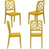REDÒKASA Set 4 sedie in polipropilene PENELOPE, MADE IN ITALY, impilabile, resistente ai raggi UV, design moderno, ideale per sala da pranzo, cucina, sala d'attesa, bar, ristoranti o giardino (Senape, 4)