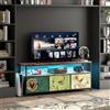 Generisch Credenza retrò a LED, cassettiera con 3 cassetti in tessuto rimovibili, per TV fino a 50 pollici, armadio multiuso per soggiorno, camera da letto, corridoio, sala da pranzo (motivo retrò, 108 cm)