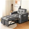 KAZZIO Divano letti 3 in 1 allungabile: con portabevande, supporto cellulare, sedia sdraio, poltrona, spazio efficiente, 83 x 167 x 76 cm (grigio scuro)