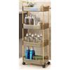 YSPZDQ Carrello Portaoggetti Multifunzionale 2/3/4 Livelli con Ruote 360° - Carrello di Servizio Robusto con Maniglia e Ganci, Scaffale Mobile per Cucina, Bagno, Ufficio - Salvaspazio(Gold,4Tier)