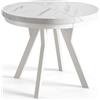 AlpiMeble Tavolo da Pranzo Rotondo Allungabile EVO - Tavolo Sala da Pranzo Allungabile - Piano in laminato da 36 mm - Gambe Solide - Diametro da 80 cm a 130 cm Marmur