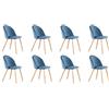 BenyLed Set di 8 Sedie Imbottite per Sala da Pranzo, con Schienale in Morbido Velluto e Gambe Regolabili in Metallo (Blu)