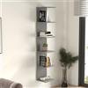 [en.casa] Mensola da Parete Sospesa con 6 Ripiani Scaffale Verticale a Muro Libreria Pensile per Libri Decorazioni Soggiorno Studio Ingresso 180x35x32 cm - Grigio