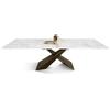 Mar.c.a. Design - Tavolo Effetto Marmo Allungabile 180/260x90x76 cm - Piano in Ceramica e Gambe in Metallo Bronzo - Made in Italy