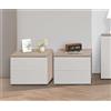 Bissolo Casa Coppia Comodini Alice con 2 Cassetti, Olmo Perla e Bianco Larice, 47.5x37x40 cm, Set da 2 Pezzi