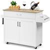 COSTWAY Carrello da Cucina con Ruote di Gomma, Scaffale per Microonde Carrello Servizio, Mobile Cucina con Ripiani e Ante, Credenza Cucina Legno Moderno Elegante, 116 x 37 x 85 cm (Bianco)