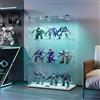 YLSZHY Vetrina in vetro con 2 porte e luci a LED, vetrina curiosità con serratura a 3 livelli, scaffale indipendente per soggiorno e camera da letto (3 strati 2 ante LED-A, bianco)