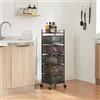 [en.casa] Carrello da Stoccaggio Organizzatore con 5 Cestelli Girevoli e Piano con Barra Anticaduta Mobile Multiuso in Acciaio a 4 Rotelle per Cucina Ufficio Bagno - Nero