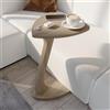 sugodesign Tavolino rotondo da salotto effetto legno di noce, con ruote, a forma di C, elegante, ideale come piano d'appoggio per divano e poltrona (Rovere affumicato)