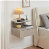 [en.casa] Comodino da Parete con Cassetto e Ripiani Portaoggetti Mensola da Muro 40x35x31 cm Mobiletto Sospeso per Camera da Letto Ingresso - Effetto Cemento Chiaro