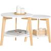SoBuy Set di 2 Tavolino Salotto Nidificanti - Tavolini Rotondi per Soggiorno, Grande 50cm e Piccolo 40cm, Bianco, FBT75-W