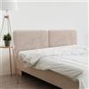 DHOME Testiera Imbottita Liscia Arrotondata in Lana Ecologica per Parete Acustica Testate Fonoassorbenti Testata Letto Camera da Letto (Beige, 220cm Dual)