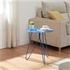 [en.casa] Tavolino Laterale con Gambe a Forcina Hairpin Tavolino da Caffè a Piano Rotondo 45 x Ø43 cm in Metallo per Soggiorno Salotto Camera da Letto - Blu Opaco