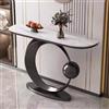 BRCYKRWY Moderno Tavolo Consolle Da Ingresso,Mensola Dietro Divano,Mobile Ingresso Corridoio,Piano In Finto Marmo Bianco E Cornice Dorata,per Soggiorno/corridoio(Black,150cm/59)