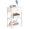 SoBuy Comodino con 1 Cassetto & 2 Mensole, Tavolino da Soggiorno Moderno, Bianco, L45 x P30 x A68cm, FBT46-W