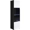 MB Muebles Bonitos, Vetrina Con Piedini 2cm Luke V6, LED, Melamina, Finitura Lucida, Nero e Bianco, 40x167x29cm