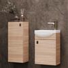 Planetmöbel Set di mobili da bagno lavabo con mobiletto 40 x 60 x 29 cm con armadio midi 32 x 75 x 23 cm per bagno e WC ospiti, rovere Sonoma