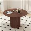 JZGORC Tavolo da pranzo rotondo nido d'ape marrone scuro con venature, base cilindrica 120x120x76 cm