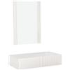 MB Muebles Bonitos, Toeletta Sospesa con Specchio Velia, Toeletta con Cassetto, Design a Scanalature, Melaminico e PVC, Colore Bianco, Ideale per Camera da Letto