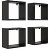 KUBUTKU Set di 4 libreria da parete moderne 30 x 33 x 18 cm quadrate mensole da muro design per soggiorno camera da letto ufficio e cucina (nero)