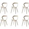 GrandCA HOME Set di 6 Sedie da Pranzo o Sedia da Ufficio con Gambe in Metallo, Sedie da Cucina per Soggiorno, Sala da Pranzo, Sala Riunioni, Beige+Beige