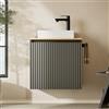 Planetmöbel Set di mobili da bagno con mobiletto 56 x 55 x 30 cm, colore antracite, con rubinetto per lavabo e lavandino, per bagno, ospiti, WC e bagno