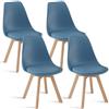 BenyLed - Set di 4 sedie da sala da pranzo scandinave moderne con seduta imbottita e gambe in legno di faggio, ideali per sala da pranzo, cucina, soggiorno, camera da letto, colore: blu scuro