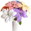 Phyachelo 6 Pezzi di Giglio Lavorato A Mano, Regalo per la Festa della Mamma, Tulipano, Rosa, Fiori all'Uncinetto, Bouquet di Fiori Artificiali, Filato, Decorazione per Il Desktop, Regalo