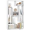 COSTWAY Libreria Geometrica 120 cm, Scaffale per Libri con Ripiani Aperti, Scaffale da Esposizione Moderno con Kit Anti-ribaltamento, Ideale per Casa Ufficio o Soggiorno (Bianco)