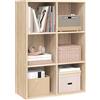 WOLTU Libreria Verticale Mensola a 6 Cubi di Legno | Scaffale da Esposizione per Casa Ufficio Legno Chiaro