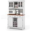COSTWAY Credenza Alta Cucina, Armadietto Dispensa da Cucina con Portabottiglie, Ripiani Regolabili e 3 Cassetti, per Soggiorno e Sala da Pranzo, 106,5 x 42 x 184 cm (Bianco)