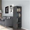 IBUQDDV Libreria in legno massello di pino grigio, 40 x 35 x 135 cm, design sottile, decorativo, robusto, per riviste, libri, DVD, apparecchiature multimediali