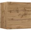 WHOUS Pensile a Cubo CHRONOS per Soggiorno con 1 Anta, Mobile Sospeso Libreria Multiuso per Salotto, 50x35x50 cm, Rovere