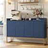 BPKADHY Credenza Larga 120 Cm, Buffet Da Cucina Con Piano Di Lavoro, 4 Ante E Ripiani Regolabili, Per Cucina, Soggiorno, Sala Da Pranzo, 120 X 30 X 80 Cm, Blu