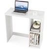 COSTWAY Scrivania per Computer in Legno con 2 Ripiani per Ambienti Piccoli, Scrivania Moderna e Salvaspazio da Casa e Ufficio, 80 x 40 x 74 cm (Bianco)