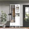 DACHETOU Compatto, 85 x 33,5 x 200 cm, mobili con 2 armadi, in vetro temperato, set di armadi per ingresso bianco, con scarpiera e imbottitura