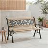 Home Discount Garden Vida Panchina da Giardino, Rose Style Design Outdoor Furniture Seating Doghe in Legno Gambe in Ghisa Parco Patio a 3 Posti