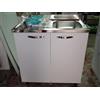 Generic mobile cucina sottolavello con lavello vari colori cm 80x50 1 vasca sx inox (cassa bianca ante grigio cemento)