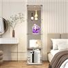 YNYHTER Vetrina in vetro a LED, 164x42.5x36.5 cm, 4 ripiani, vetrina trasparente grande, pannello posteriore specchiato, vetrina collezione (4 strati specchio+luci)