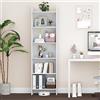 Hzuaneri Libreria, Libreria Scaffale a 6 Ripiani, per Soggiorno Studio Ufficio Camera da Letto, Stile Scandinavo, 24 x 48 x 170 cm, Bianco 01103XBC