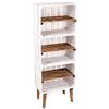 Kistenland Scaffale vintage in legno shabby chic, 141 x 50 x 31 cm, in legno di conifere bianco con ripiani scuri, 3 scomparti, già assemblato